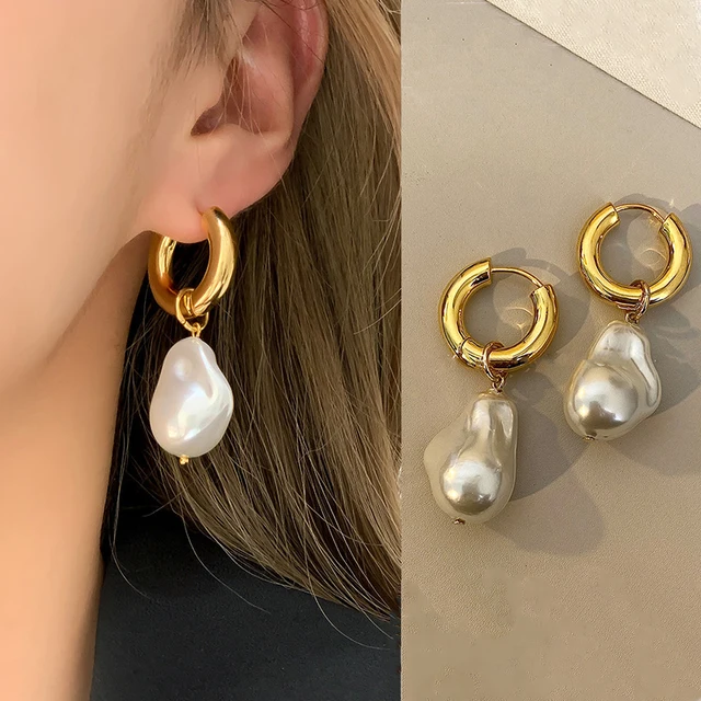 Boucles d'oreilles Vintage en forme de cercle pour femmes, bijoux baroques en perles, couleur or, clip rond, tempérament élégant, cadeaux de fête, nouvelle collection