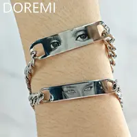 DOREMI New Products Custom Picture Engrave Eyes Photo Bracelet Cuban Chain Unisex Eyes Memory Bracelet