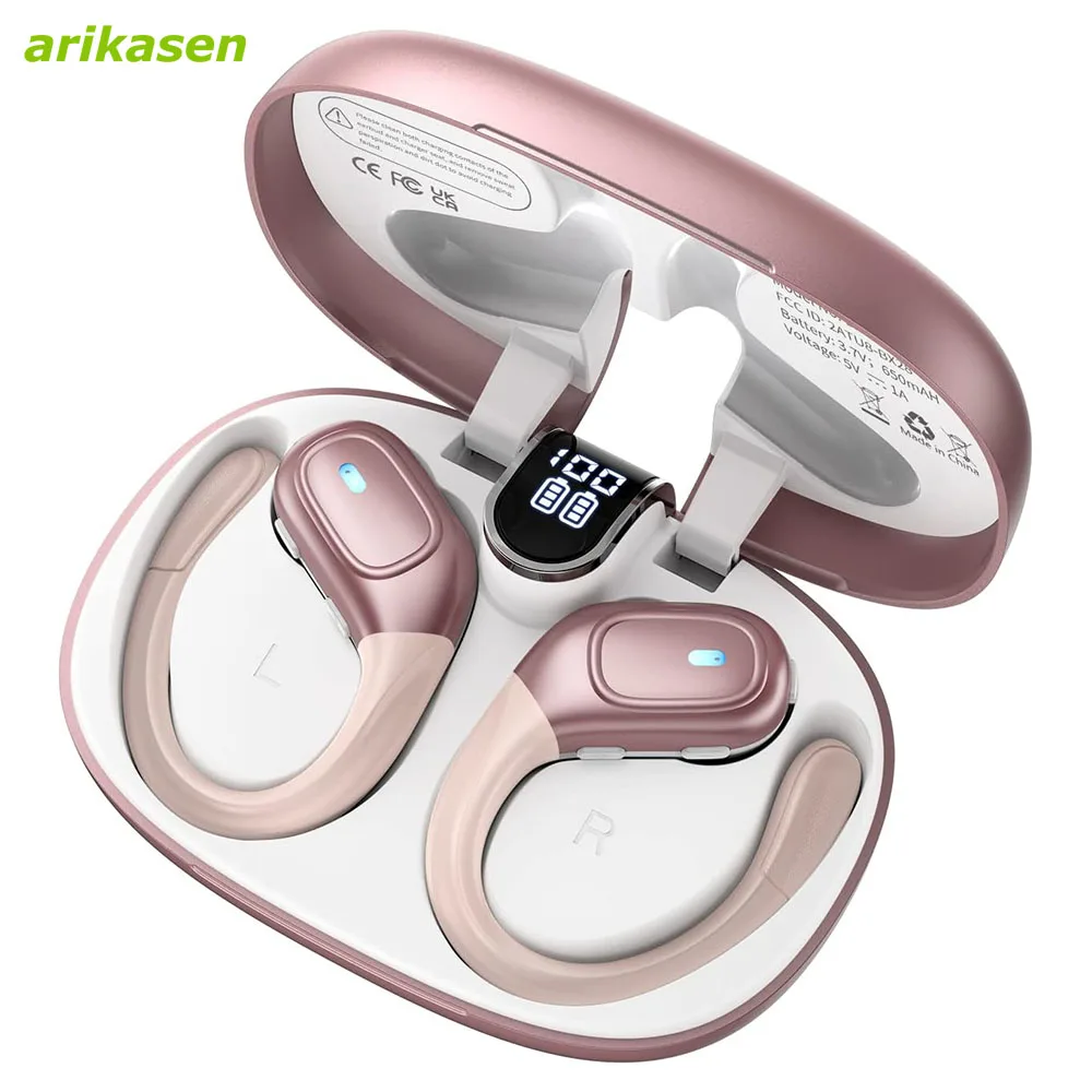 Enhanced Wireless Earbuds with ENC Noise Cancellation, Deep Bass, and LED Display - IP7 Waterproof Earhooks