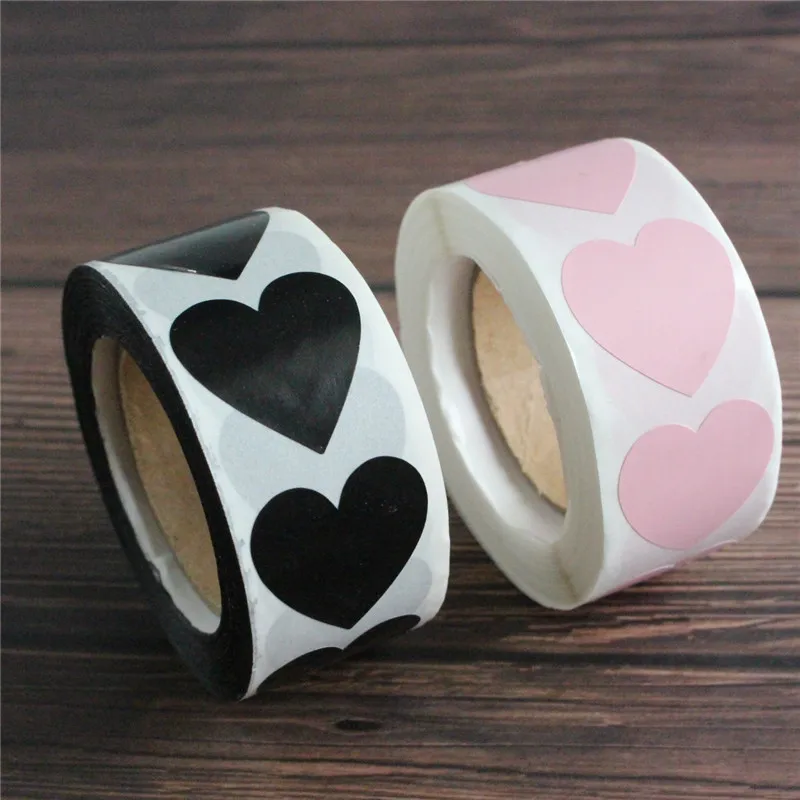 500 Pcs Heart Stickers Black And Pink Seal Labels Christmas Gift Package Decoration Sticker Envelop Seals Decorative Stickers Diy Scrapbooking Accessories