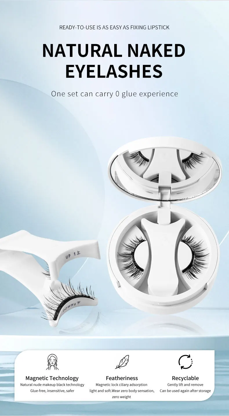 Description Picture 4 of itemBrown Lashes 3Magnetic eyelashes integrated storage box 3D false eyelash with applicater natural thick glue-free eye lashes drop