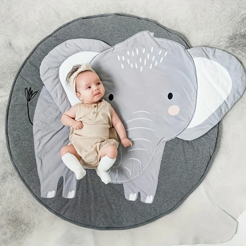 Baby Deluxe Cozy Crawling Mat-Safe & Soft Thick Cotton, Easy to Clean, 3D Animal Design, Perfect for Infant Play & Room Decor