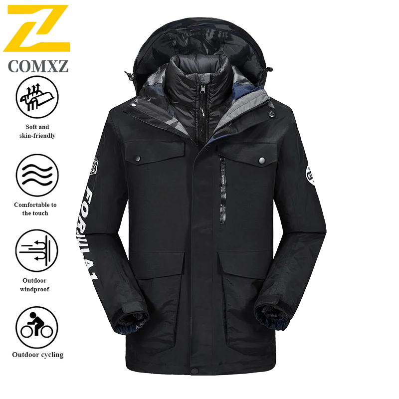 COMXZ 3-in-1 Winter Jacket with Detachable Fleece Liner for Teens - Windproof Waterproof Thermal Coat for Men Women Boys Girls