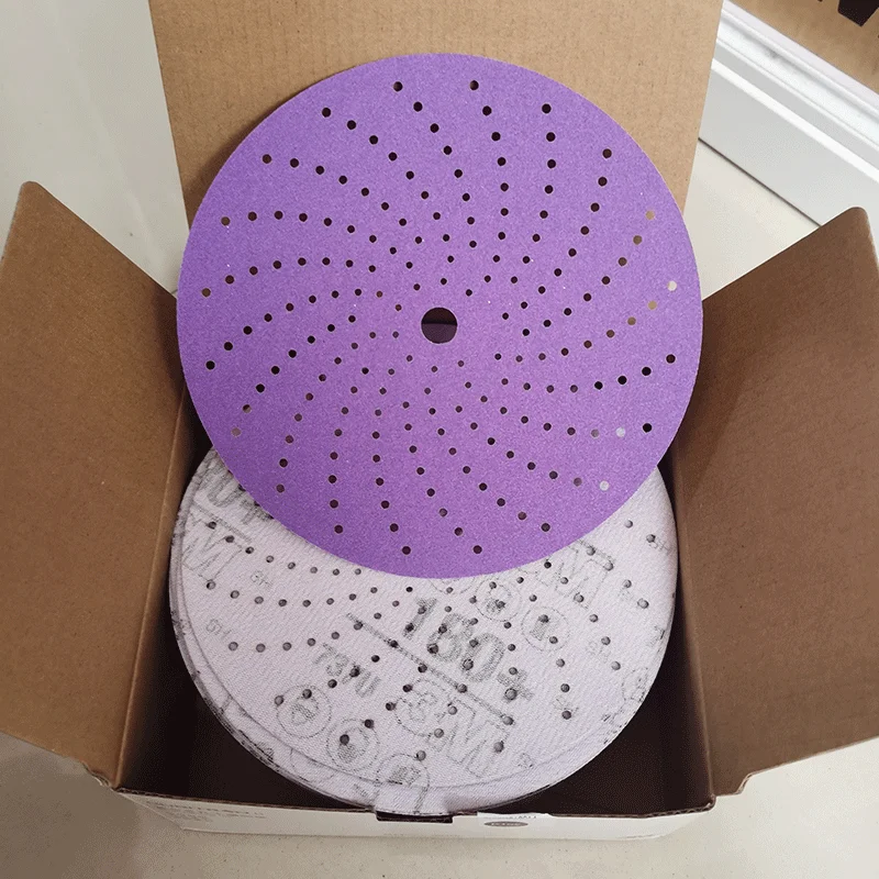 3M6-inch Purple Cyclone Sandpaper 150mm Flocked Self-adhesive Disc Abrasive Car Hardware Wood Sanding 80-800grit sanding discs polish sand paper sandpaper tools