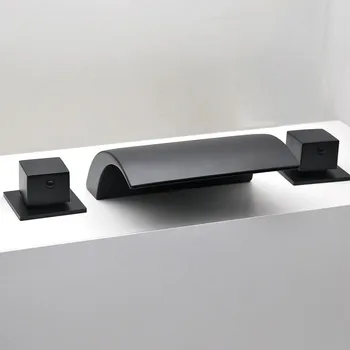 อ่างน้ำวนอ่างอาบน้ำ Cascade Waterfall Inlet ก๊อกน้ำอ่างอาบน้ำสปาผสมเปลี่ยนทอง/สีดำ/สีโครเมี่ยม 1