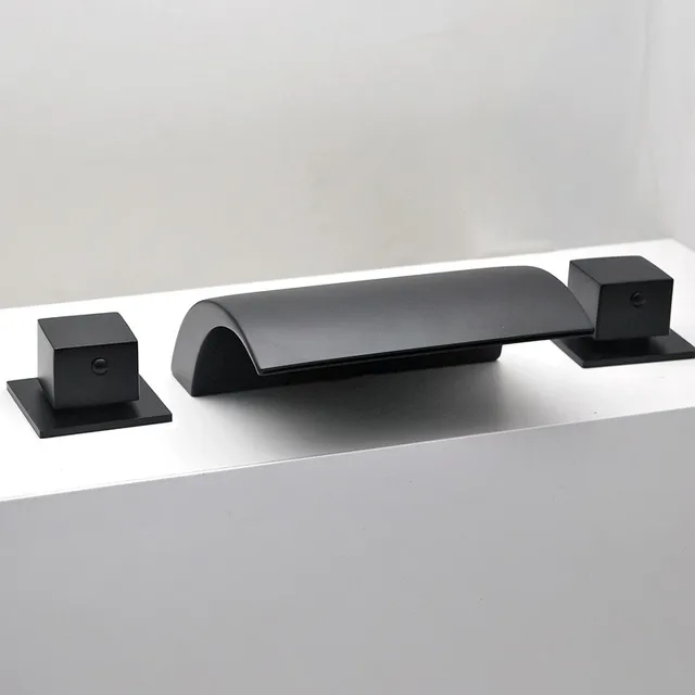 อ่างน้ำวนอ่างอาบน้ำ Cascade Waterfall Inlet ก๊อกน้ำอ่างอาบน้ำสปาผสมเปลี่ยนทอง/สีดำ/สีโครเมี่ยม 1