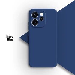 Premium Liquid Silicone Phone Case with Lens Protection - High Quality TPU Classic Back Cover for OPPO Reno15 (Navy Blue)