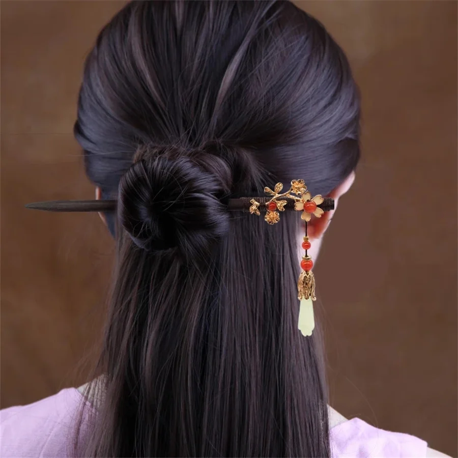 Épingles à cheveux de luxe faites à la main, en bois, Vintage, chinoises, pour femmes, bijoux de tête, nouveauté 2022