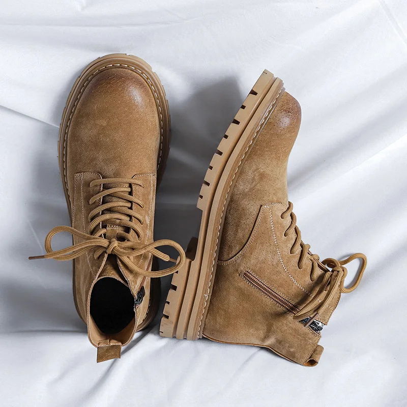 Men Chelsea Boots Genuine Leather Ankle Casual Motorcycle Hiking Work