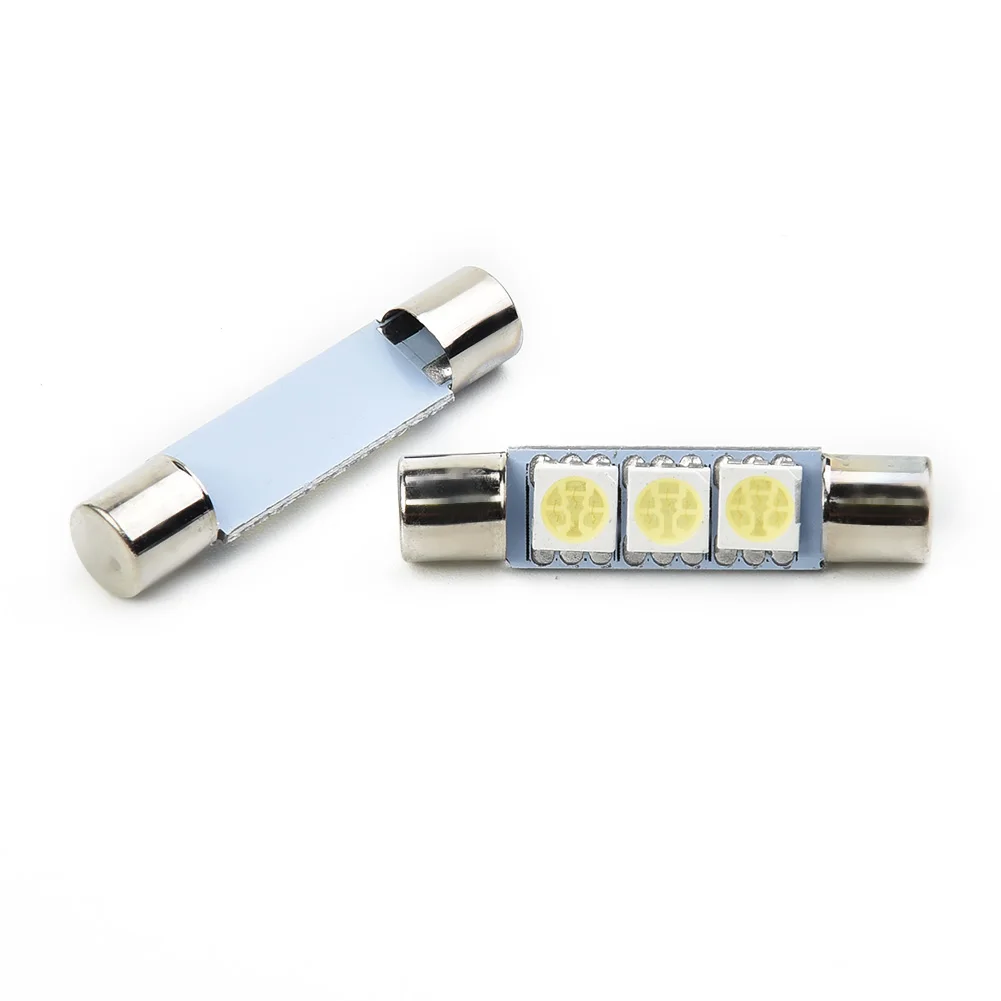 6Pcs 29mm 5050 3-SMD LED Bulb Sun Visor Makeup Mirror Fuse Light Super Bright LED F30-WHP 6614F 6615F 6614 Base LED Bulb