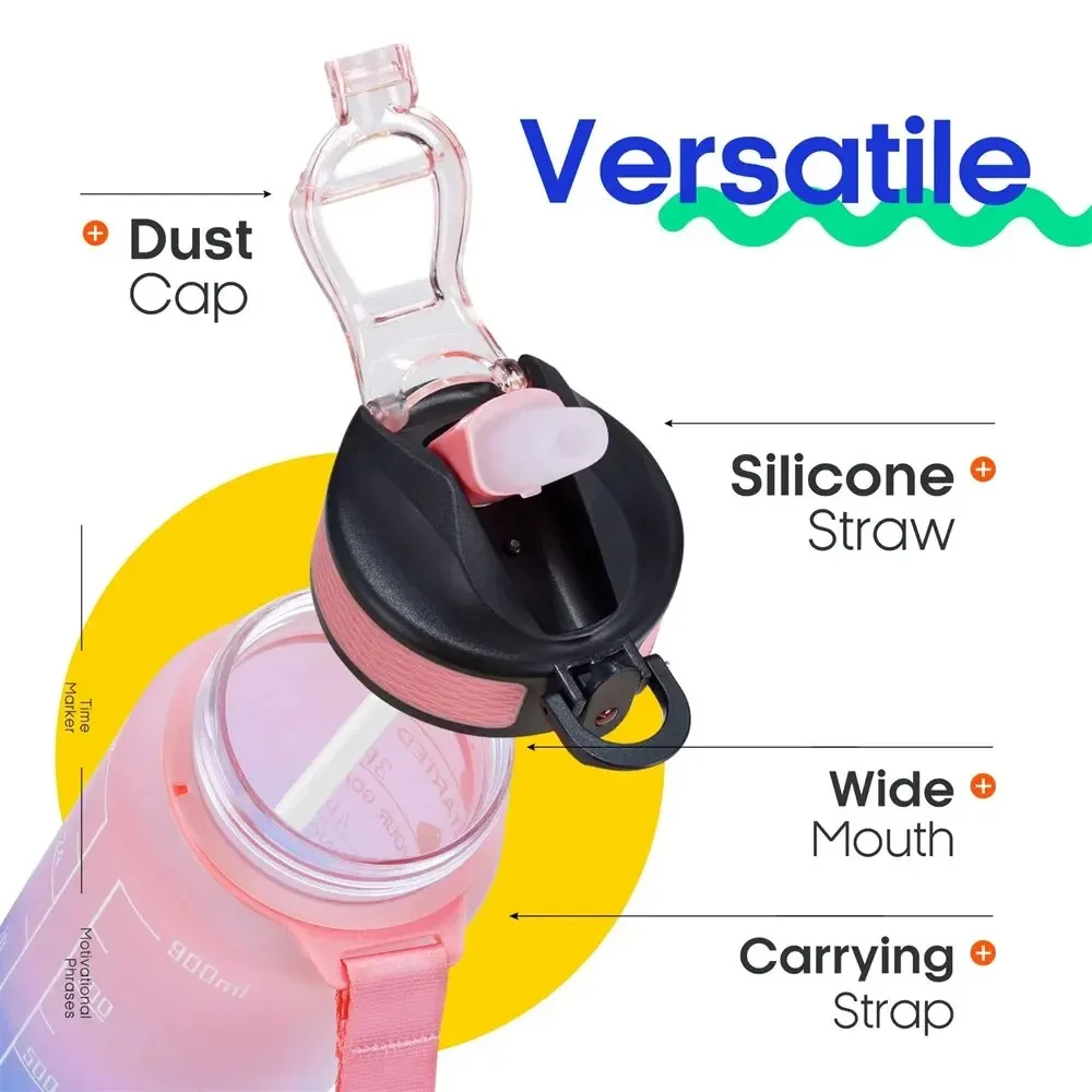 Description Picture 4 of itemLeakproof Water Bottles with Times to Drink and Straw Motivational Drinking Sports Water Bottle for Fitnes Gym Outdoor 1000ml