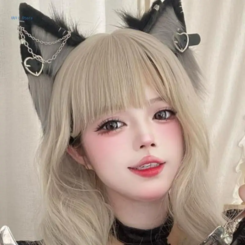 Cosplay Cat Ear Hairband With Alloy Earring Woman Teens For Movie Enthusiasts Anime Theme Gatherings