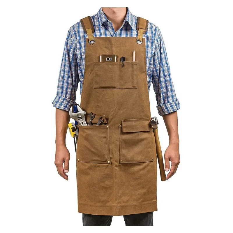 

Thickened Canvas Apron Waterproof Cleaning Woodworking Mechanic Carpenter Electrician Gardening Heavy Industry Sleeve Set