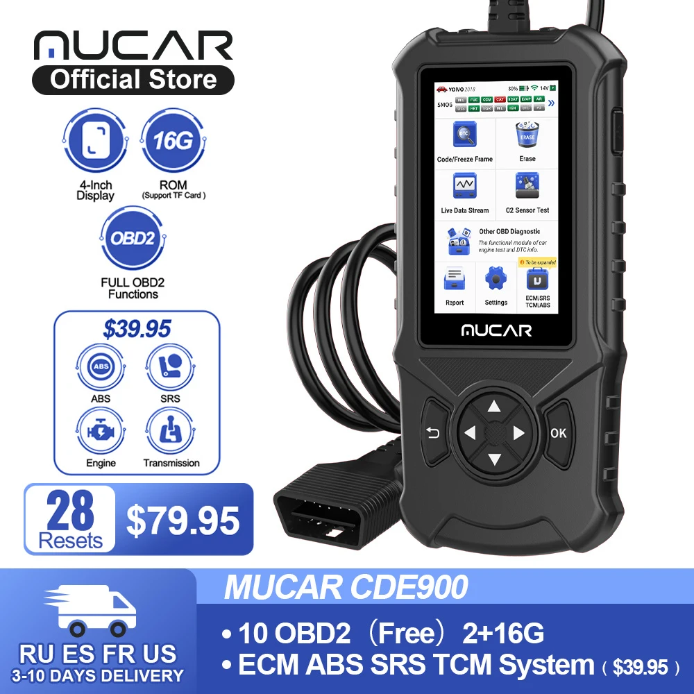 MUCARCDE900LifetimeFreeObd2CarAutoDiagnosticToolsOBD2Scanner