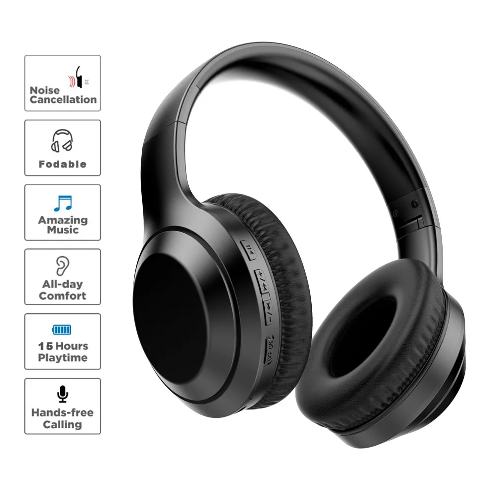Wireless Headset Bluetooth 5.0 With Mic Active Noise Cancellation Foldable  Sport Earphone Stereo Headphones for Game - AliExpress