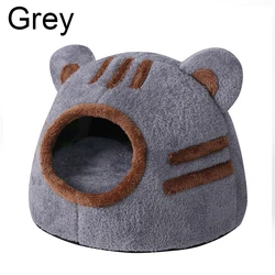 Cozy Bear-Shaped Cat Bed: Soft, Self-Warming Winter Nest for Ultimate Feline Comfort (Grey)