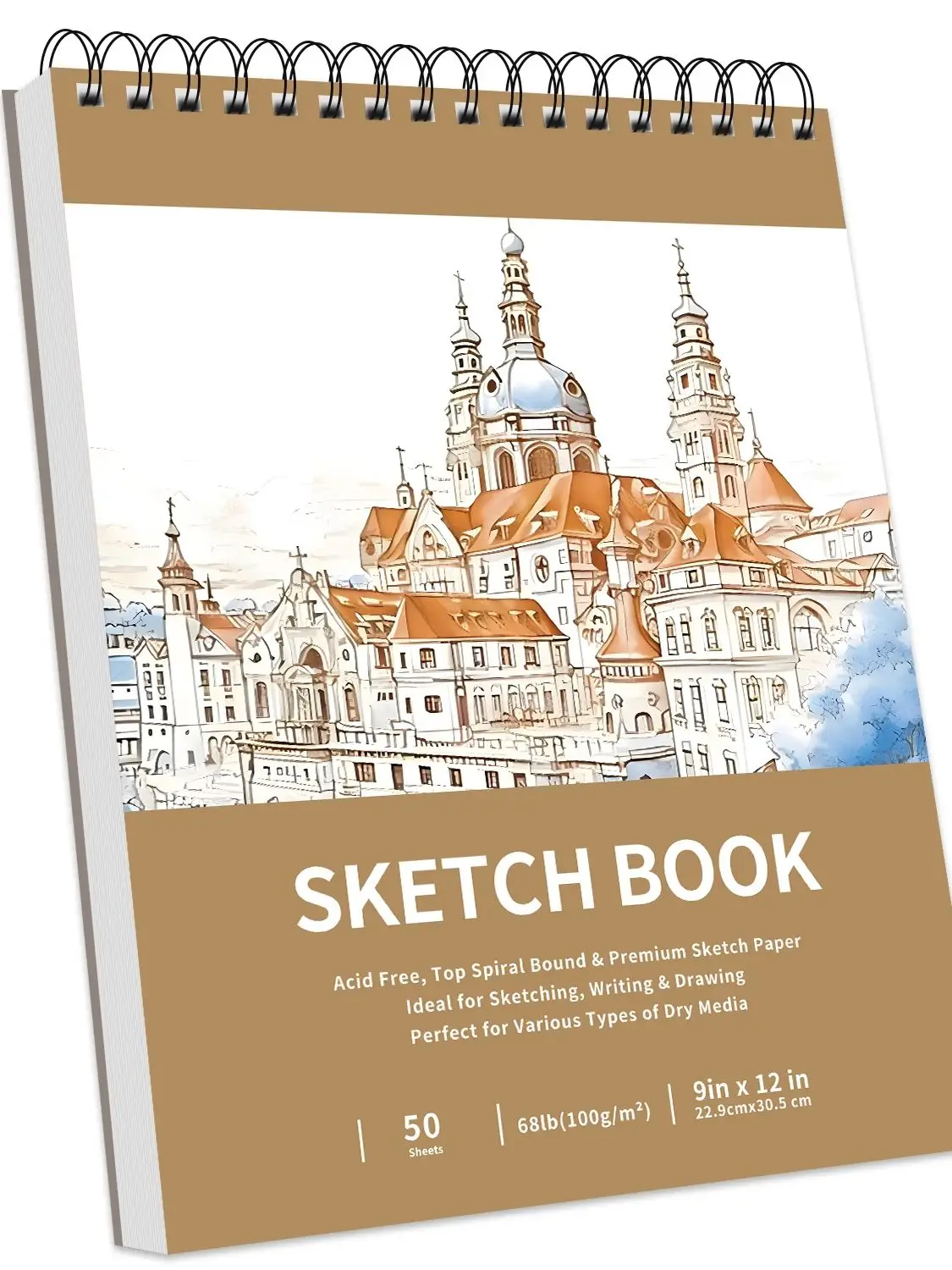 Skizzenbuch, spiralgebundenes, säurefreies Skizzenbuch mit 68 Pfund/100 g/m2 für Papiermalerei, Zeichnen, Schreiben, Künstler-Skizzenblock – Detail 9