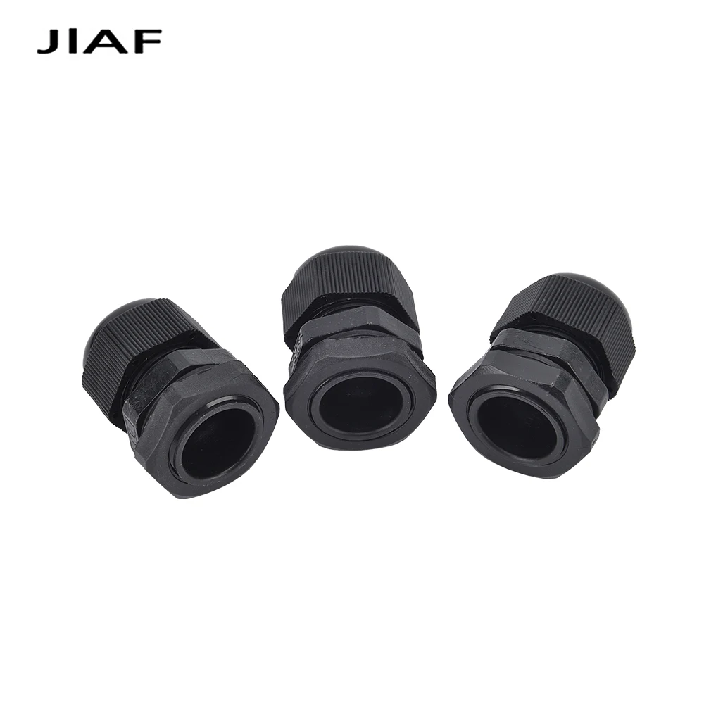 38PCS PG7-PG19 Plastic Waterproof Cable Gland Nylon Black Cable Fixing Joint PG13.5 With Gasket Range For 3-15mm Set