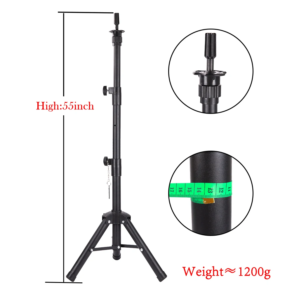 Alileader Wig Tools Tripod Stand 140cm High Metal Wig Tripod Professional  Adjustable Mannequin Headn Stand Holder