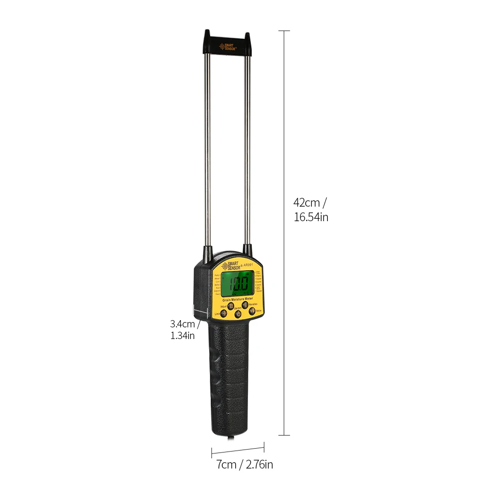 SMART SENSOR Handheld LCD Digital Grain Moisture Meter Hygrometer with Measuring Probe For Corn Wheat Rice Bean