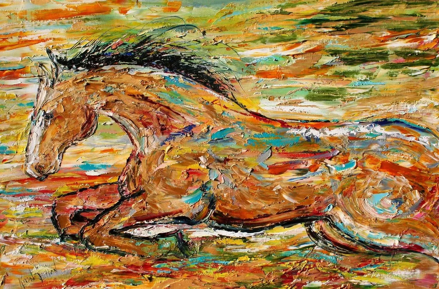 

Animal Oil Painting Abstract Horse Canvas Wall Art for Study Room,Office,Home Decor, Impressionist ,Handpainted,Palette Knife