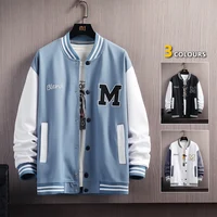 Big M Letter Print Hip Hop Patchwork Baseball Jackets Mens Letter Print Bomber Jackets Men Spring Oversized Streetwear Coats