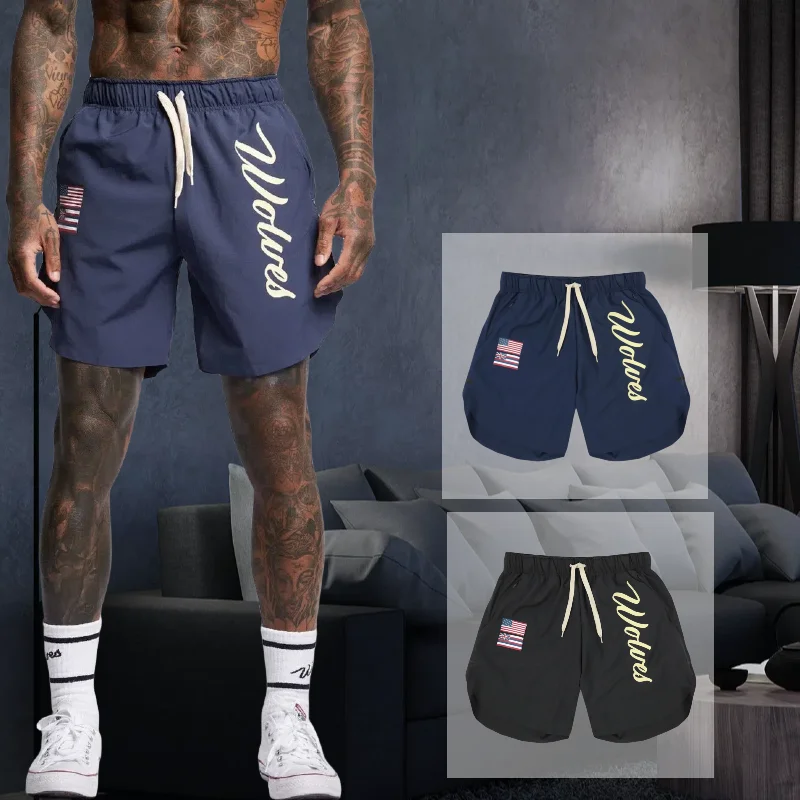 

Summer new trendy brand sports and leisure shorts for men's fitness running and training five quarter pants men's shorts