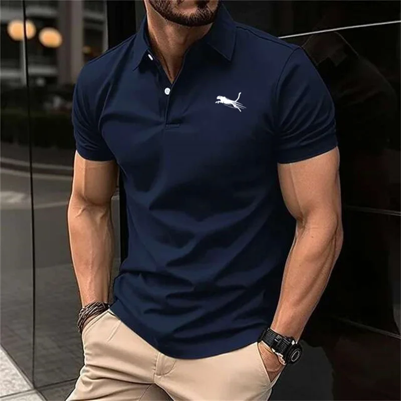

Summer ice silk hot selling fashion T-shirts, business polo shirts, men's sports fashion brand men's clothing