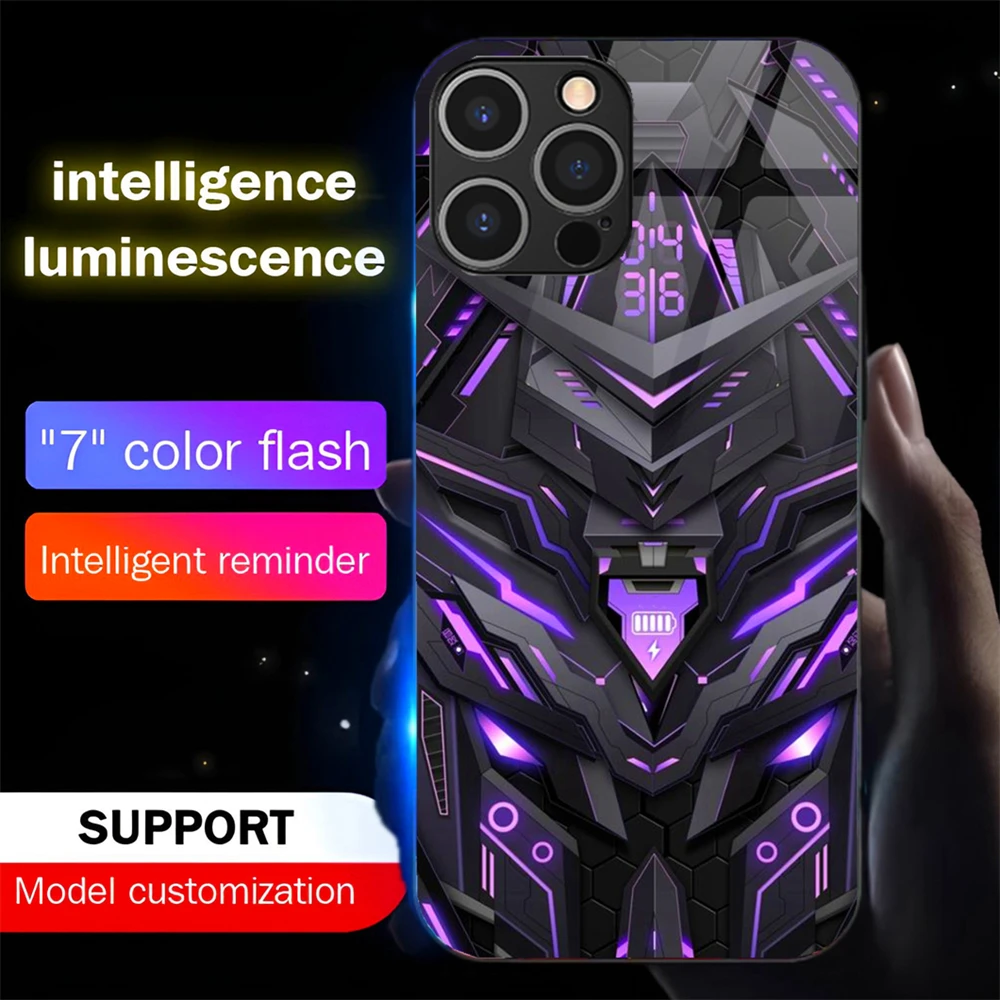 Battle Armor Mech LED-Lichtleuchtende leuchtende Handyhülle Sprachgesteuerte Schalen für iPhone Air 17 16E 15 14 13 12 11 Pro Max Plus