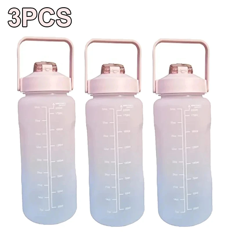 Stay Hydrated 2-Liter Leakproof Sport Water Bottle with Motivational Time Markers
