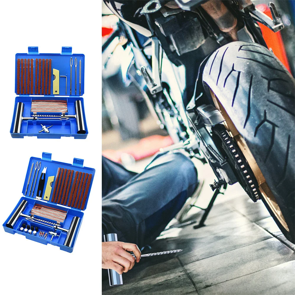 Auto Tire Repair Set Puncture Repair Tools 33/58pcs Car Van Motorcycle Bike Emergency Tubeless Tire Rivet Set