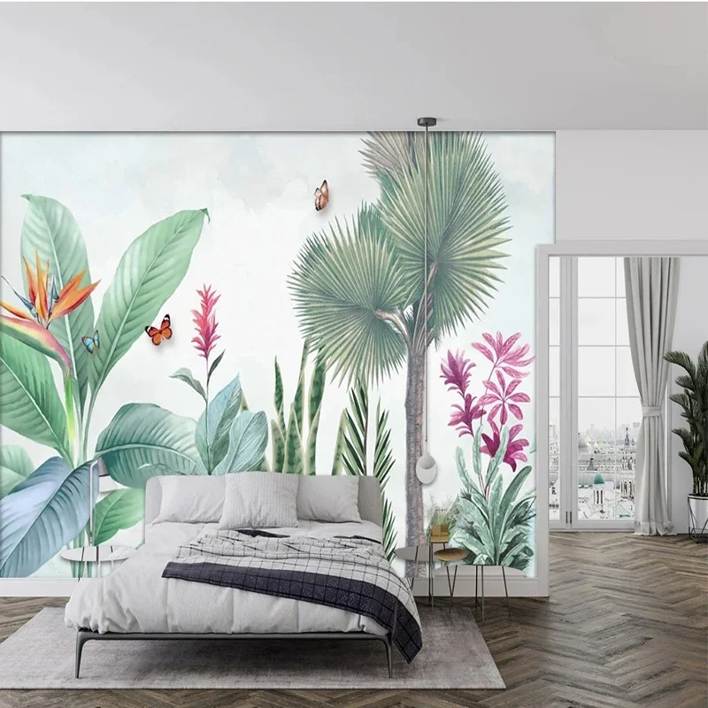 Custom Any Size Mural Nordic Tropical Plant Flower Bird Photo 3D Wallpaper Living Room TV Sofa Background Home Decor Wall Cloth