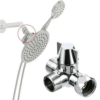3-Way 1/2 "Outlet ก๊อกน้ําอ่างล้างจานวาล์วแยกน้ําฝักบัวอาบน้ํา T อะแดปเตอร์อุปกรณ์ห้องน้ําบ้านที่มีประโยชน์ 1