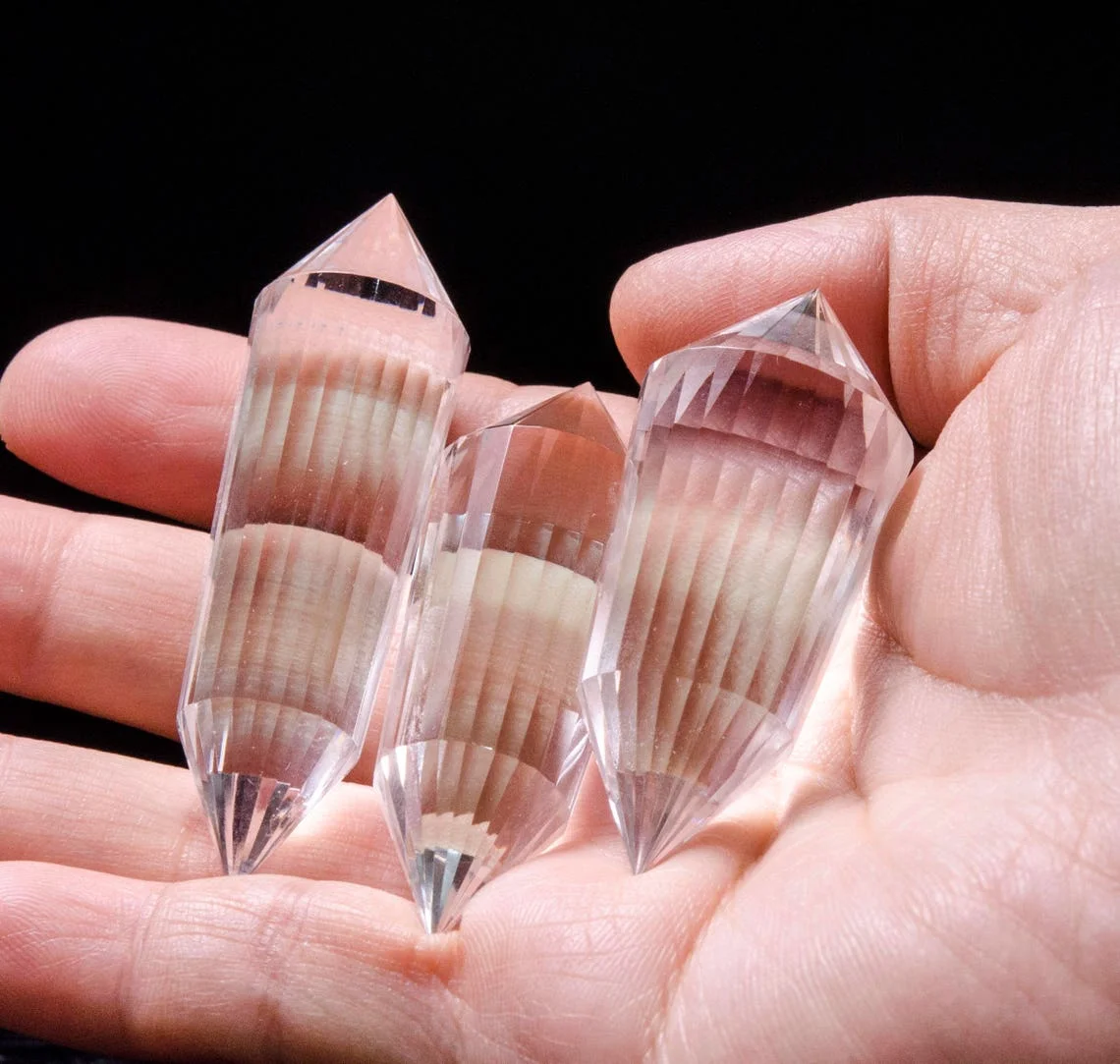 Hight Quality Clear Vogel Style Quartz Crystal Wand 24 Sided Double Point Wand Inspired Spiritual Reiki Healing Crystal 5
