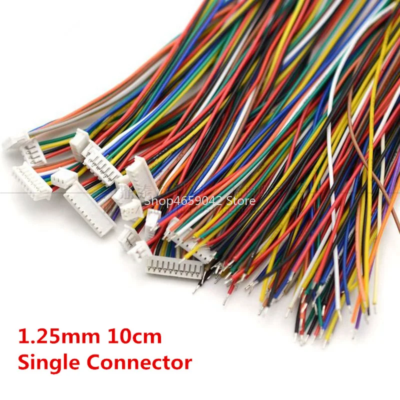 

10Pcs Cable Connector 1.25 JST Single Electronic Wire Connectors 2/3/4/5/6/7/8/9/10 Pin 10cm DIY Line 28AWG