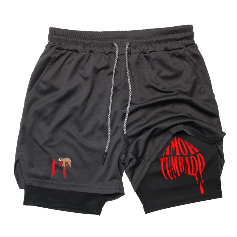 남성용 나타나엘 카노 아모르 텀바도 반바지, 속건성, 통기성 메쉬 반바지, 캐주얼 조깅, 힙합 스포츠 반바지, 헬스장, 2 인 1, 여름