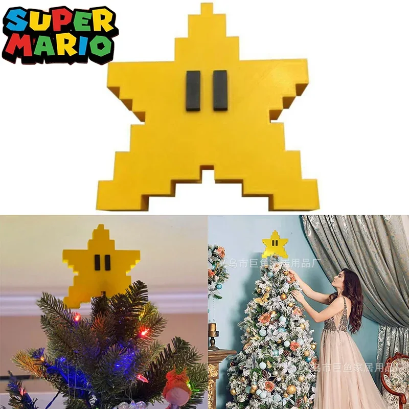 Super Mario Bros Star Christmas Tree Decor Cute New Cartoon Large Starfish Shape Pendant Xmas Star Tree Home Party Decoration