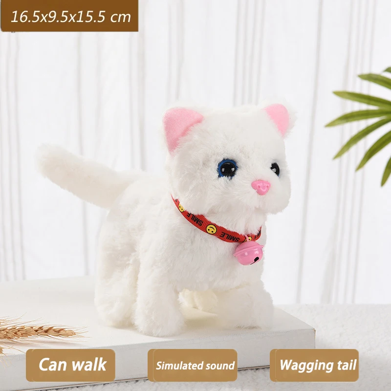 TUMAMA KIDS Jouet Interactif Pour Chat Pour Enfants, Jouet Douillet Avec Télécommande, Laisse Courir, Aboyer, Marcher, Miauler, Remuer La Queue