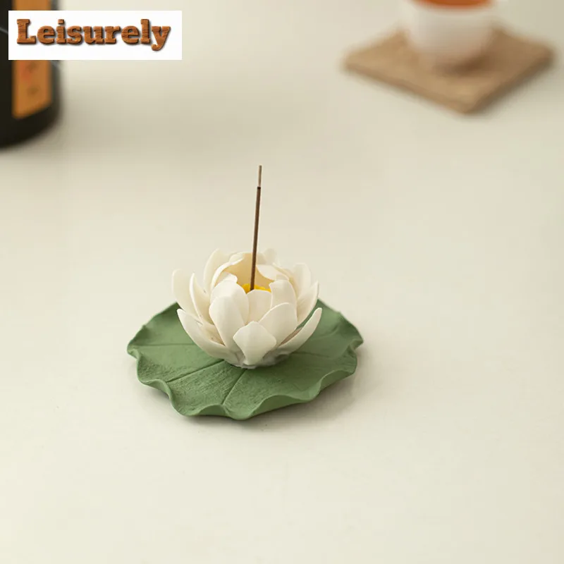 Handcrafted White Lotus Flower Incense Holder Mist Smoking Steamers Incense Burners Aromatherapy Censer Home Supplies Ornaments