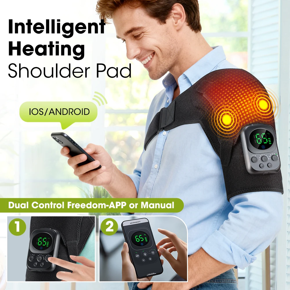EMS Shoulder Massager Vibration Heated APP Control Thermal Electric Massage Belt Machine Shoulder Wrap Brace Warmer Hot Compress