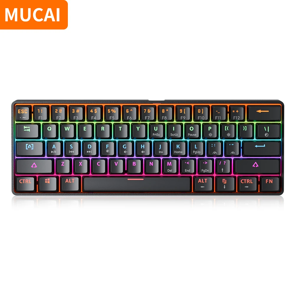 Механическая клавиатура MUCAI MK61, портативная 61-клавишная с RGB-подсветкой, проводная USB для офиса/игр
