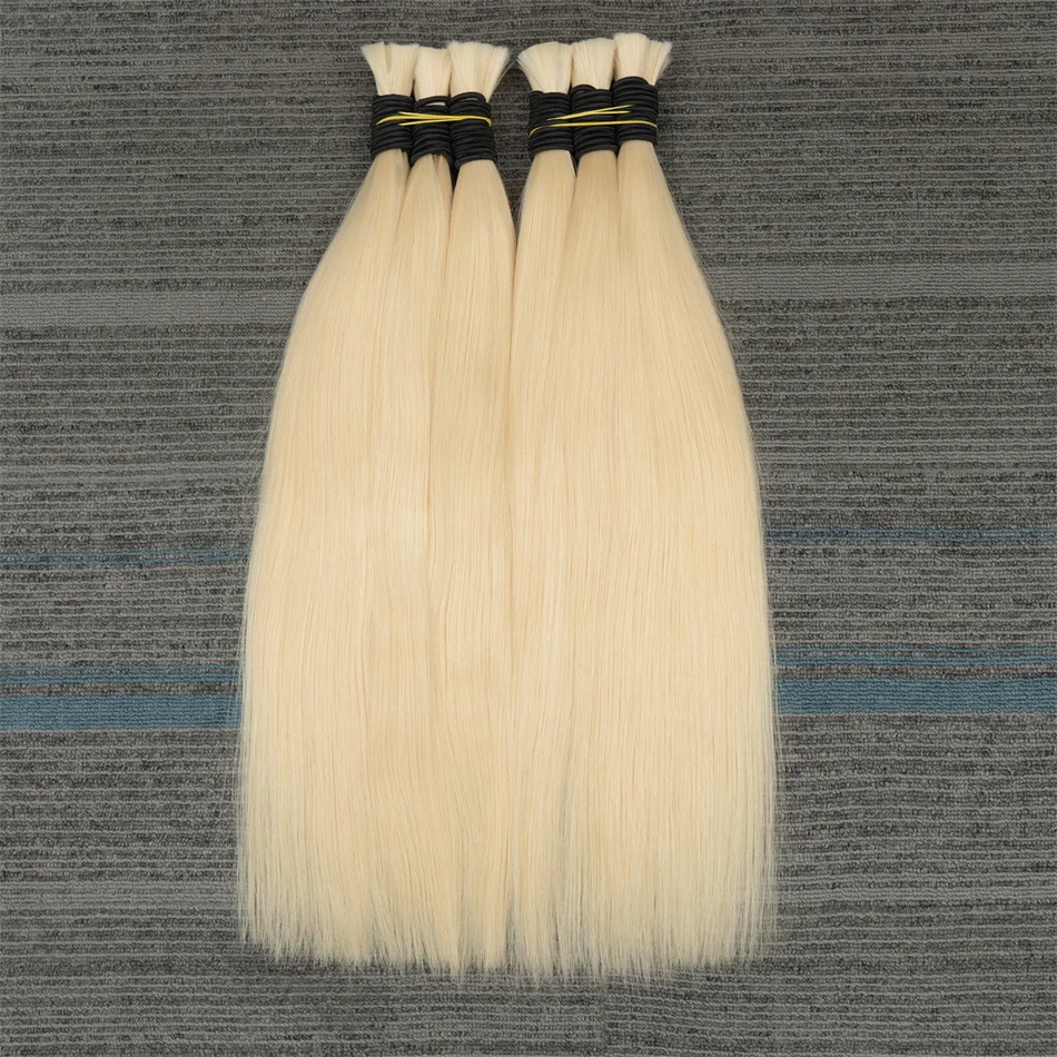 Ombre Straight Bulk Braiding Hair 100% Brazilian Virgin Remy Human Hair Extensions 613 Blonde Color Natural Piece human hair extensions