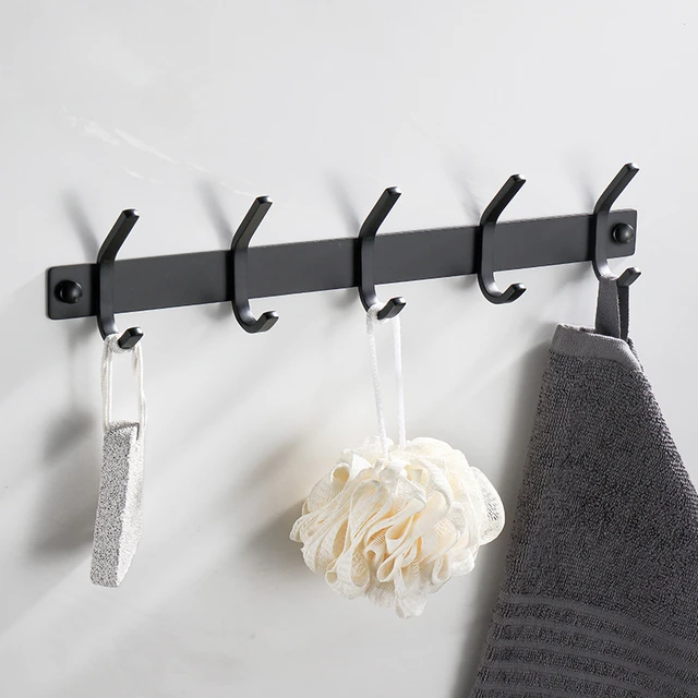 Black Stainless Steel Wall Mounted 5 Coat Hooks for Hanging Coats Double  Hook Rack Hook Rail