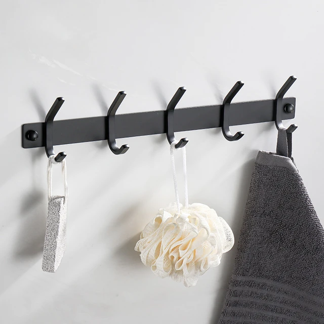 Black Stainless Steel Wall Mounted 5 Coat Hooks for Hanging Coats