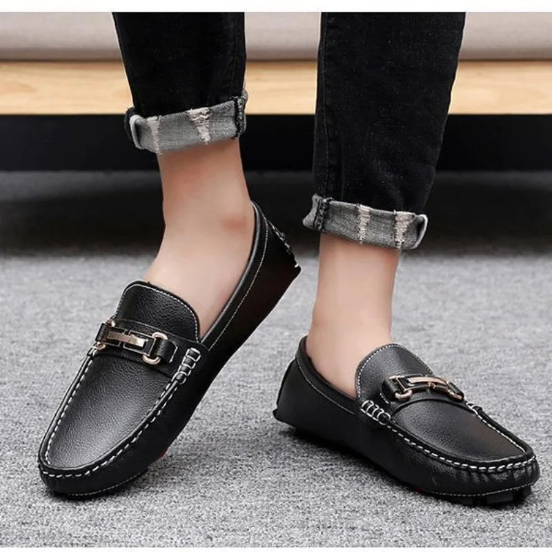 شبشب جلد رجالي غير رسمي ، أحذية عصرية فاخرة ، علوي...