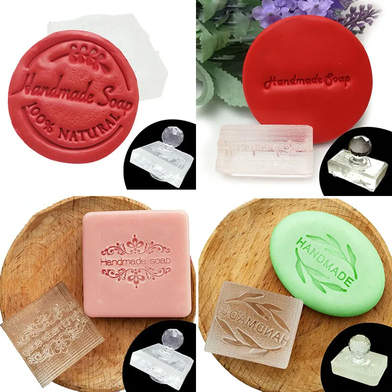 Flowers And Plants DIY Soap Mold Stamp Clear Acrylic Handmade Seal Natural Soap Making Tools Supplies Customized Custom Supports
