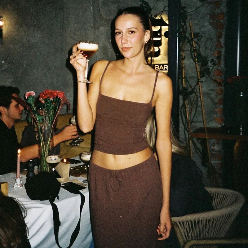 Fashion New Summer Long Skirt Two-piece Set Suspender U-neck Halter Vest Straight Lace-up Hip-wrapped Dress Set Women's Clothing