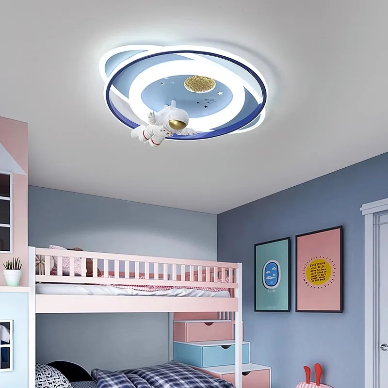 Ceiling Lights for Kids Princess Room Astronaut Boy Girl Bedroom Spaceman Rocket Rabbit Children's Modern LED Chandelier Lamp