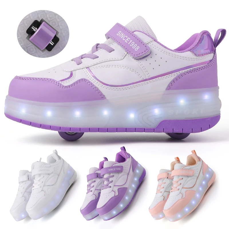 Children's Roller Skates 29-41 yards with Lights Student Wheel Shoes Multi-functional Detachable