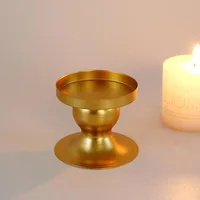 Round Plate Candlestick Vintage Black Gold Candle Holder Wrought Iron Craft Candelabra Wedding Festival Party Supplies 5